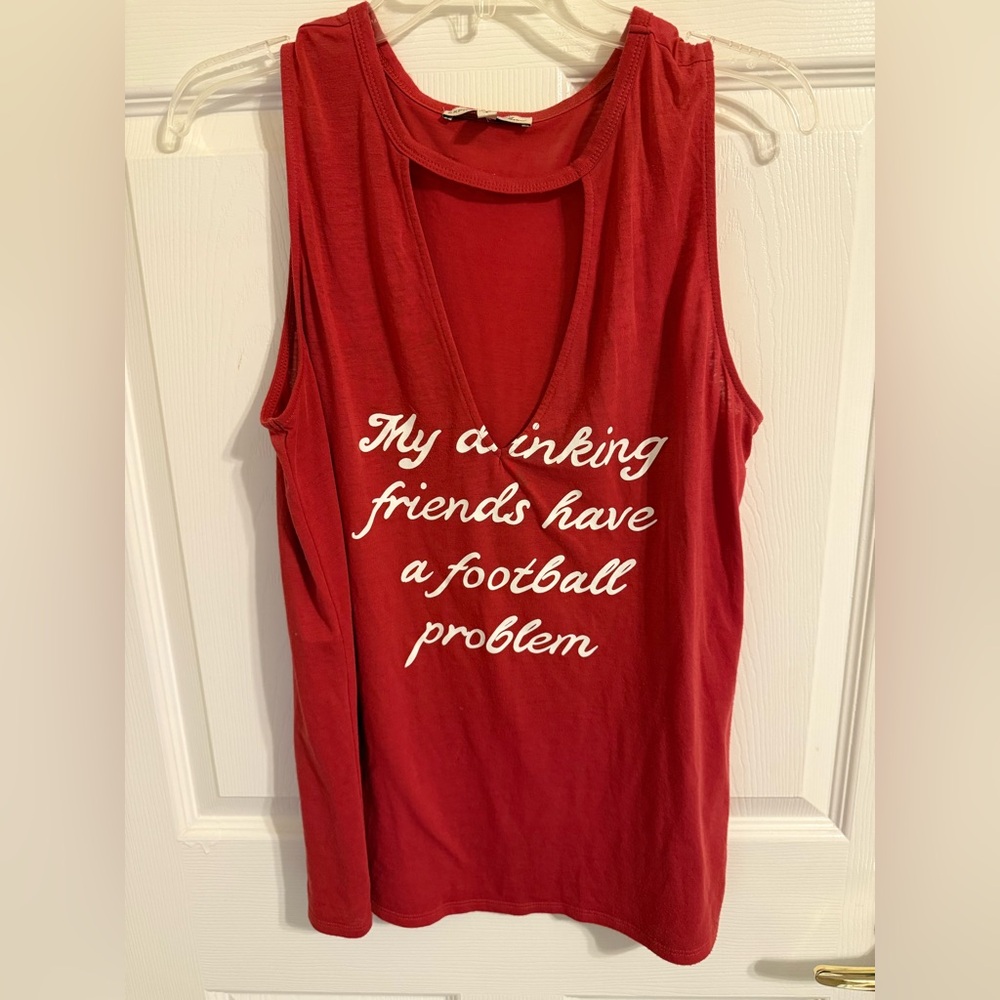 Express Red Graphic Sleeveless keyhole Tank Top.  L